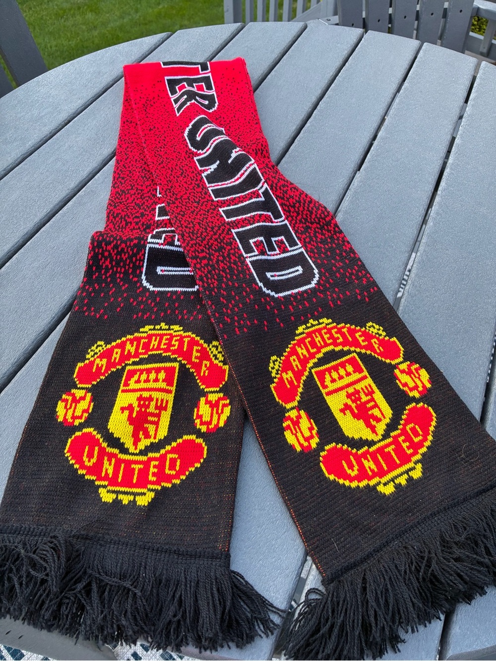 Red and Black Manchester United Supporter Scarf made in UK